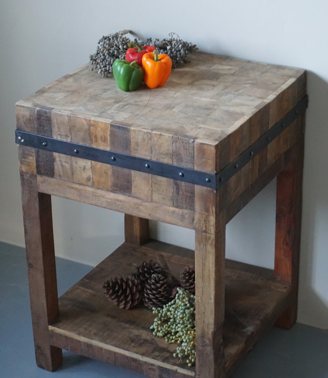 Rene Houtman Hakblok Werktafel Oud Teak H86 x B60 Cm