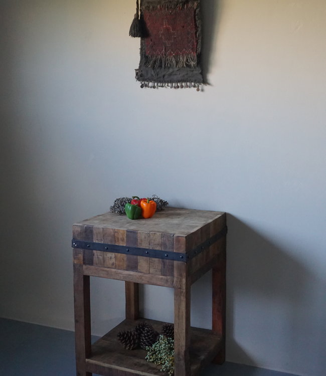 Rene Houtman Hakblok Werktafel Oud Teak H86 x B60 Cm