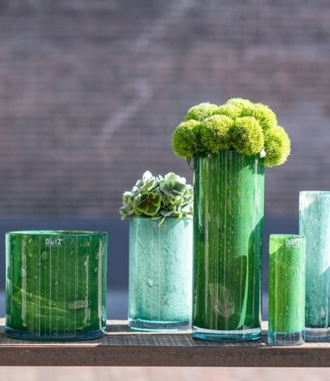 DutZ Cilinder Vaas Klein | Groen/Wit | H25xD6,5 cm