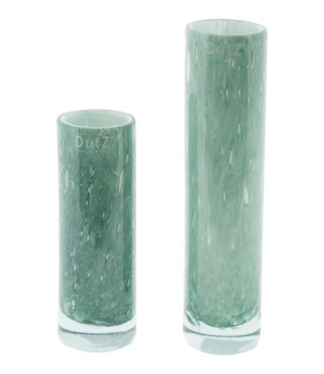 DutZ Cilinder Vaas Klein | Groen/Wit | H25xD6,5 cm