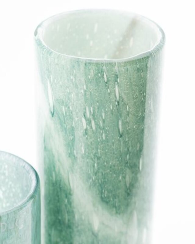 DutZ Cilinder Vaas Klein | Groen/Wit | H25xD6,5 cm