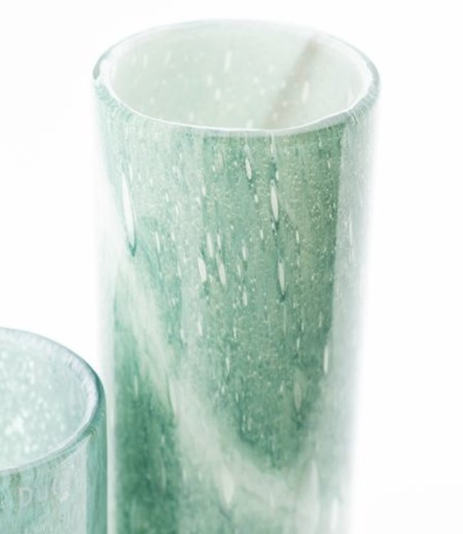 DutZ Cilinder Vaas Klein | Groen/Wit | H25xD6,5 cm