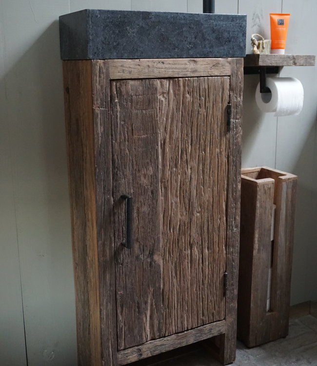 Rene Houtman Toiletmeubel Oud Hout - Unique - Fontein Graniet