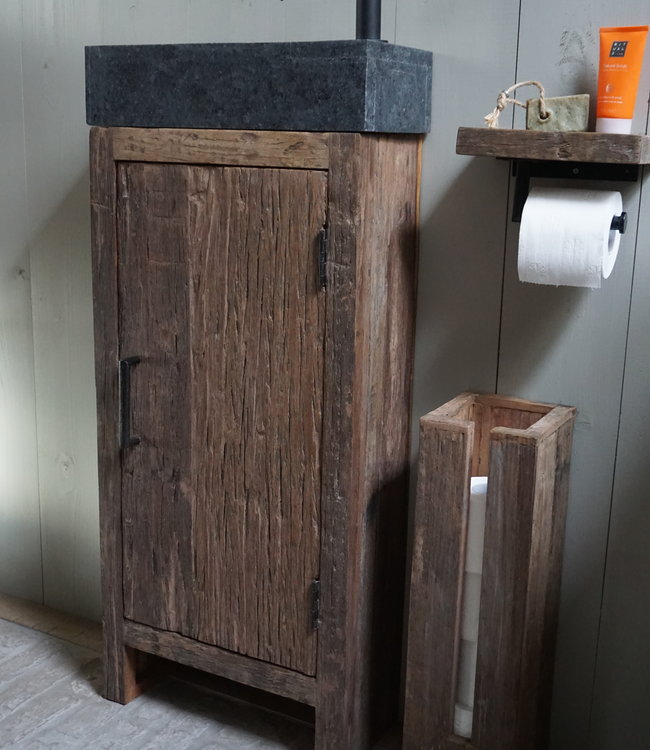 Rene Houtman Toiletmeubel Oud Hout - Unique - Fontein Graniet