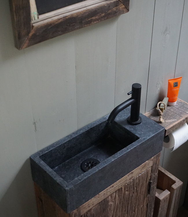 Rene Houtman Toiletmeubel Oud Hout - Unique - Fontein Graniet