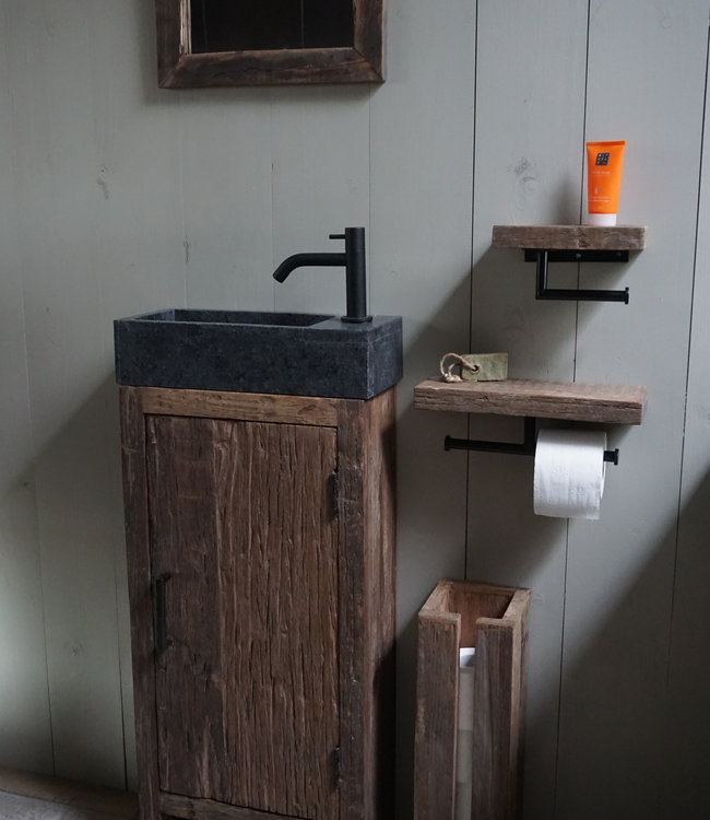 Rene Houtman Toiletmeubel Oud Hout - Unique - Fontein Graniet