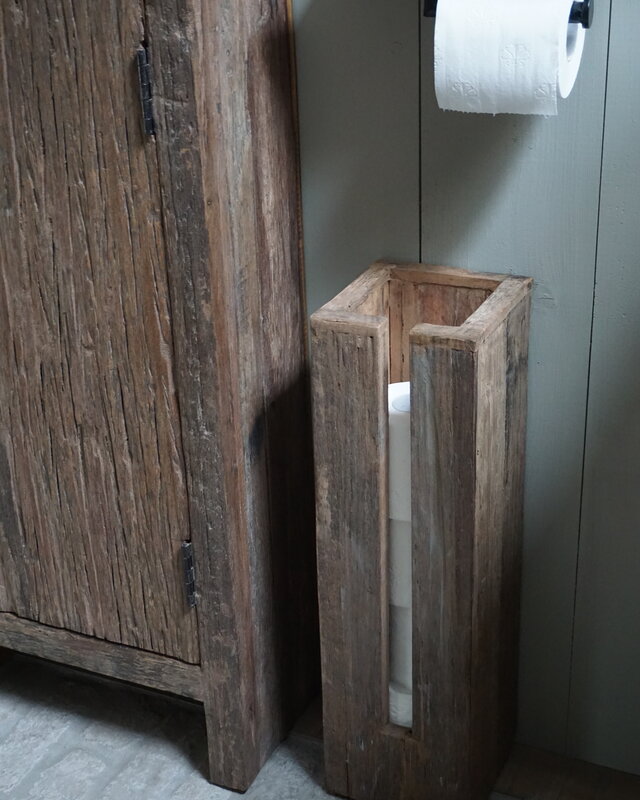 Rene Houtman Toiletrol Dispenser Unique Oud Hout - 5 Rollen
