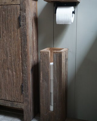 Rene Houtman Toiletrol Dispenser Unique Oud Hout - 5 Rollen