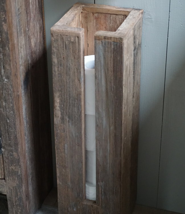 Rene Houtman Toiletrol Dispenser Unique Oud Hout - 5 Rollen