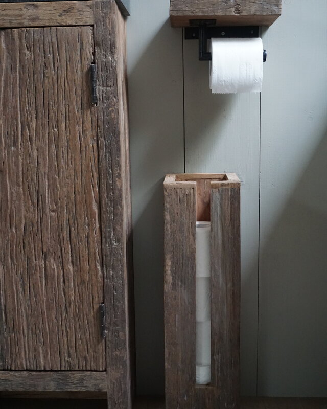 Rene Houtman Toiletrol Dispenser Unique Oud Hout - 5 Rollen