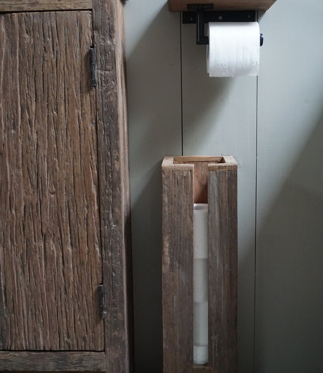Rene Houtman Toiletrol Dispenser Unique Oud Hout - 5 Rollen