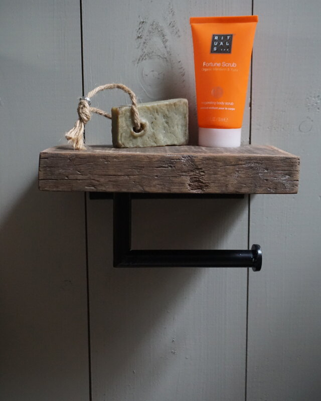 Rene Houtman Toiletrolhouder Enkel - Oud Hout Unique Plank