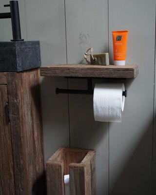 Rene Houtman Toiletrolhouder Dubbel - Oud Hout Unique Plank