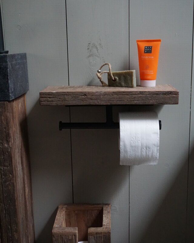 Rene Houtman Toiletrolhouder Dubbel - Oud Hout Unique Plank