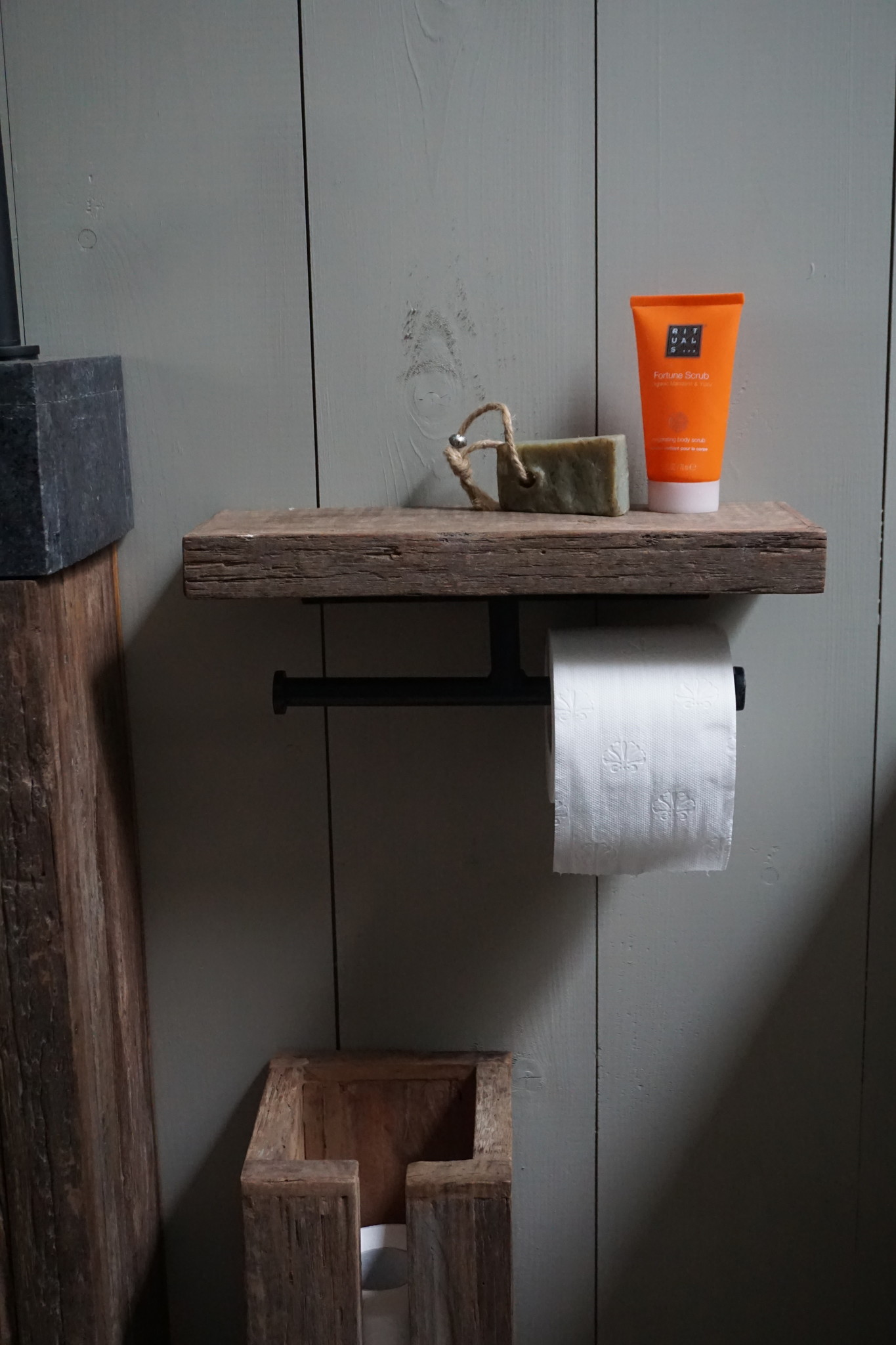 Rene Houtman Toiletrolhouder Dubbel - Oud Hout Unique Plank