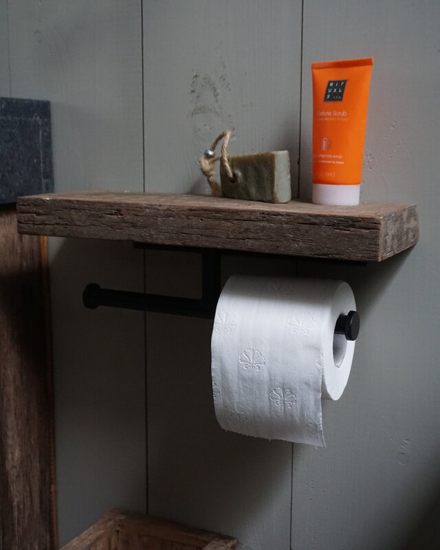 Rene Houtman Toiletrolhouder Dubbel - Oud Hout Unique Plank