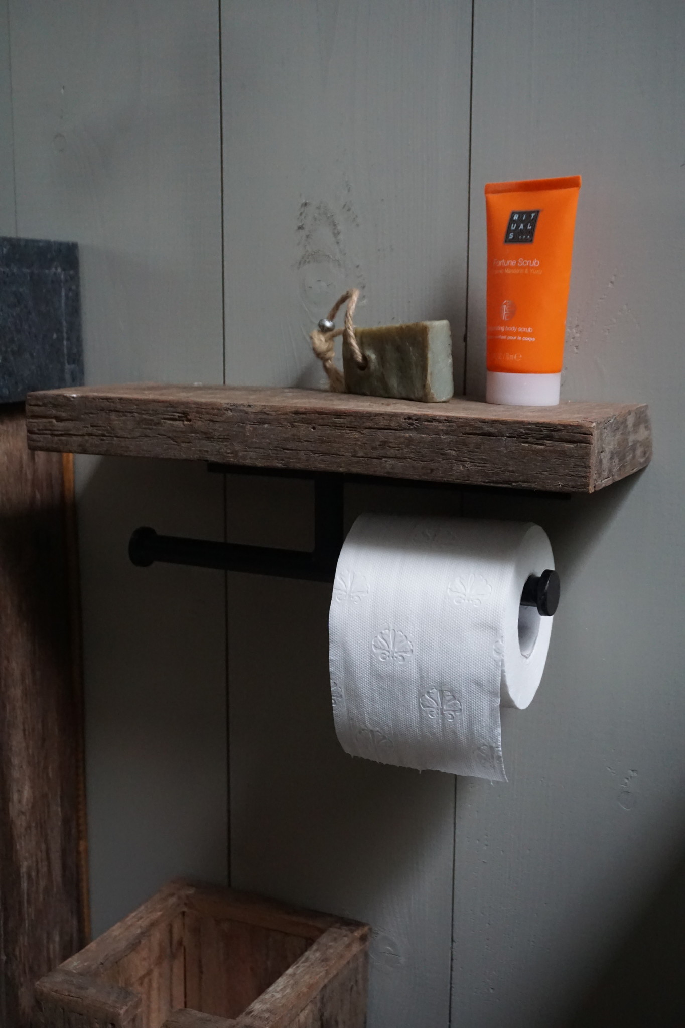 Rene Houtman Toiletrolhouder Dubbel - Oud Hout Unique Plank
