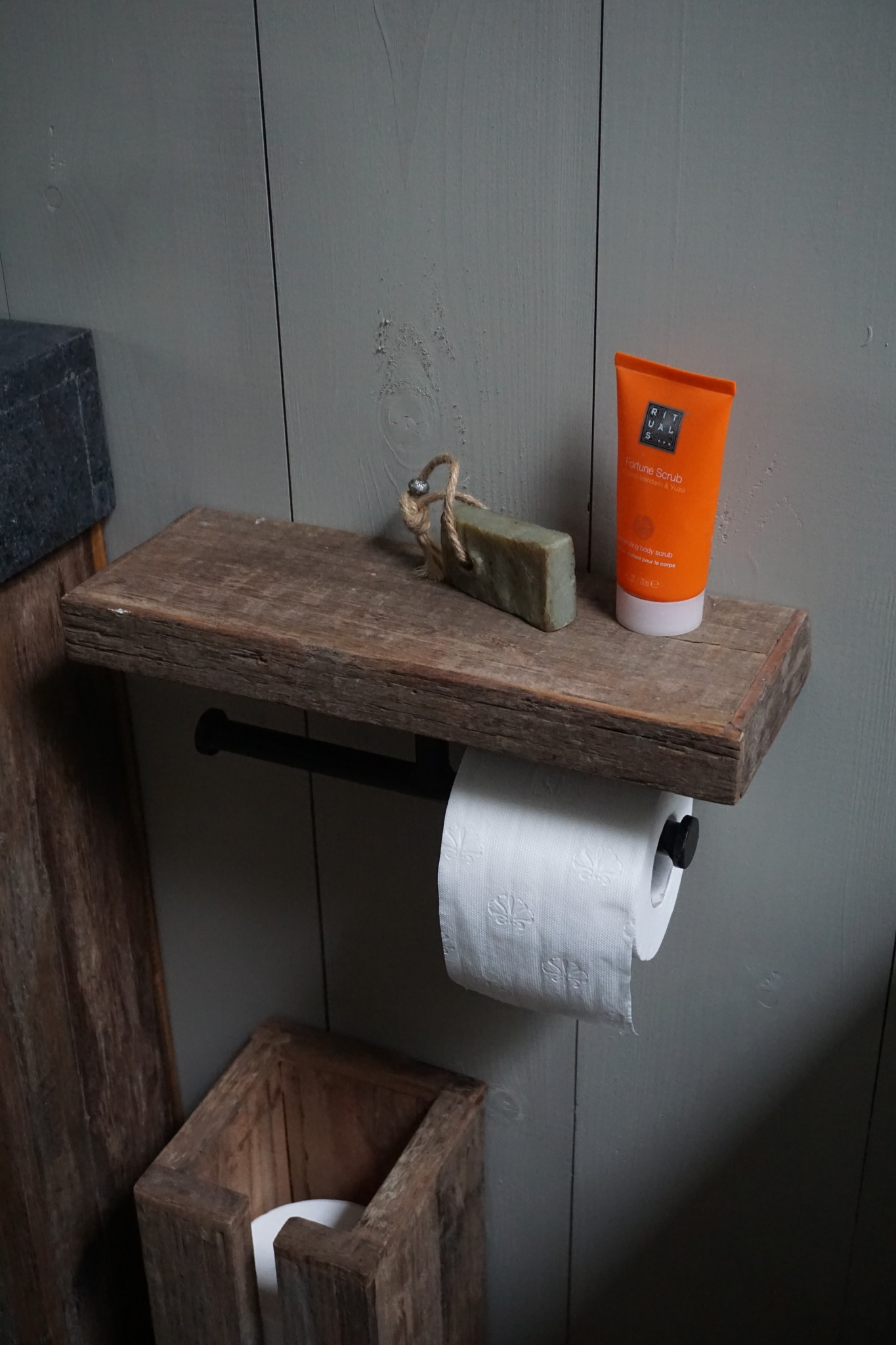 Rene Houtman Toiletrolhouder Dubbel - Oud Hout Unique Plank