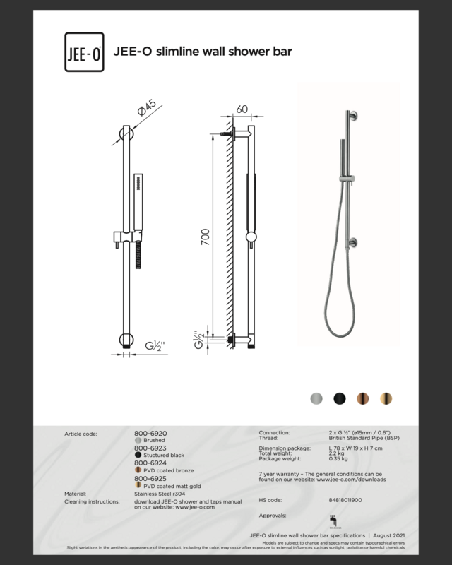 JEE-O Slimline Wand Douche Combinatie 04 | Met Handdouche | Meerdere kleuren