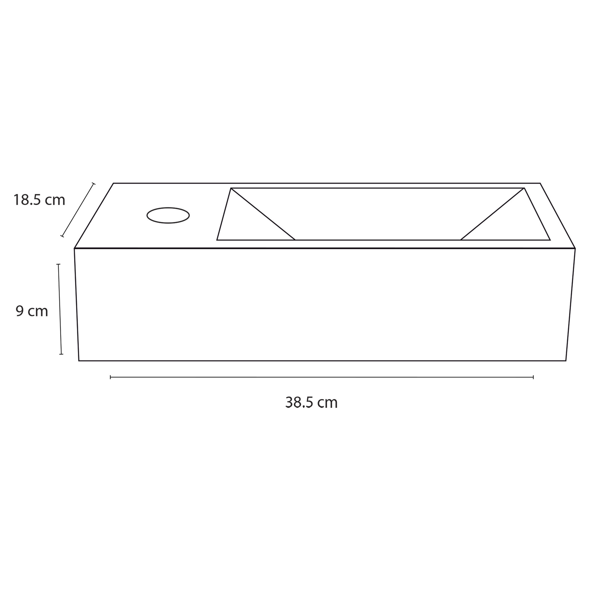 Differnz Differnz Ravo Fontein | Links | Wit | L38,5 x B18,5 x H9 cm