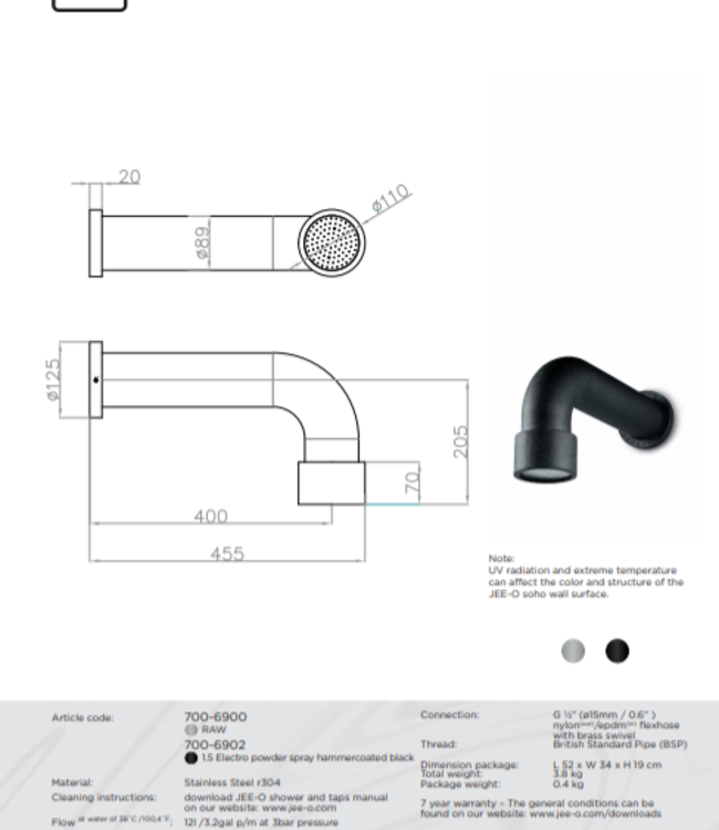 JEE-O SOHO Wand Douchekop | Twee kleuren
