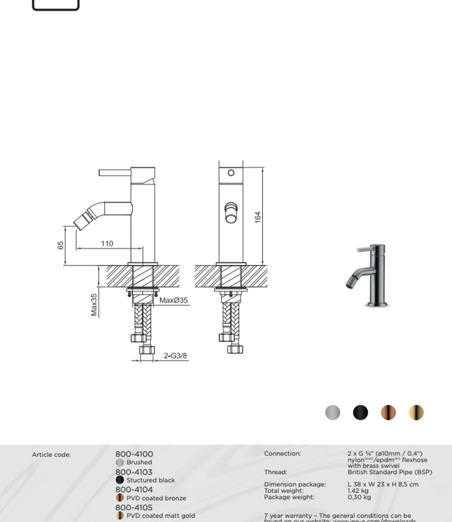 JEE-O Slimline Opbouw Bidetkraan | Meerdere kleuren
