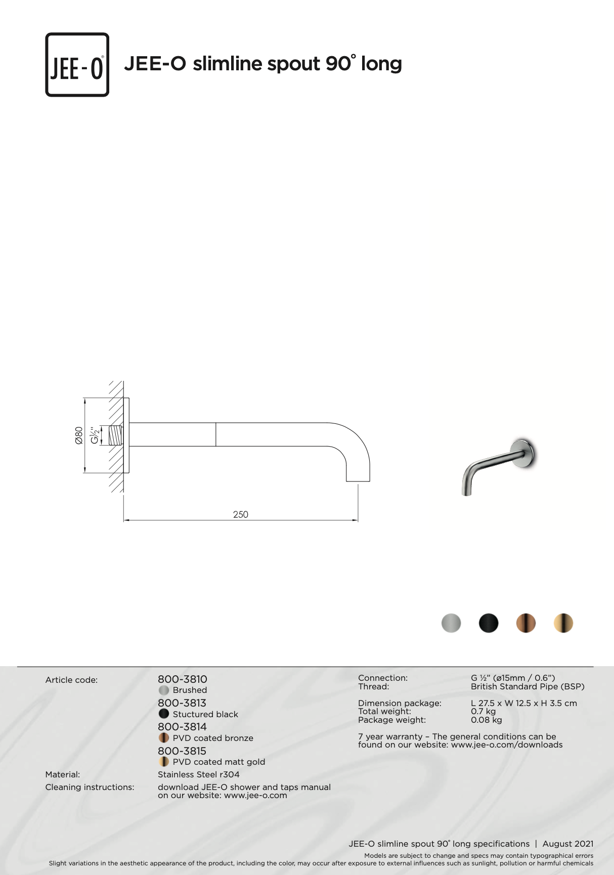JEE-O Slimline Bad Combinatie 01 | Met Thermostaat en Handdouche | Meerdere kleuren