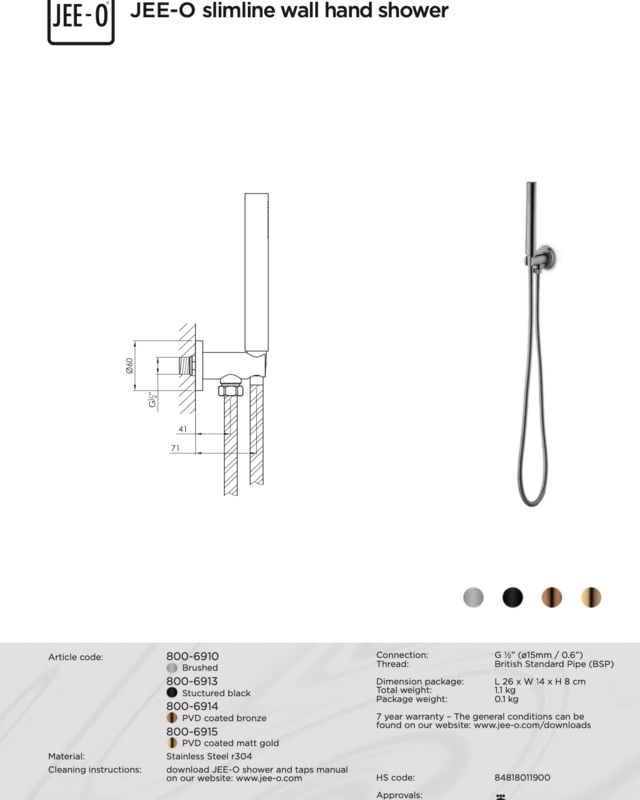 JEE-O Slimline Bad Combinatie 01 | Met Thermostaat en Handdouche | Meerdere kleuren