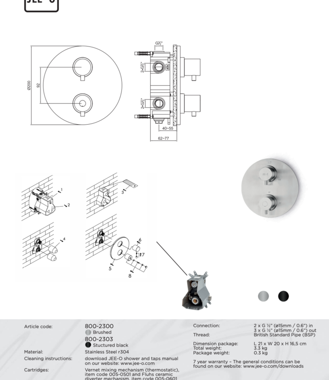 JEE-O Slimline Wand Mengkraan Thermostaat | Meerdere kleuren