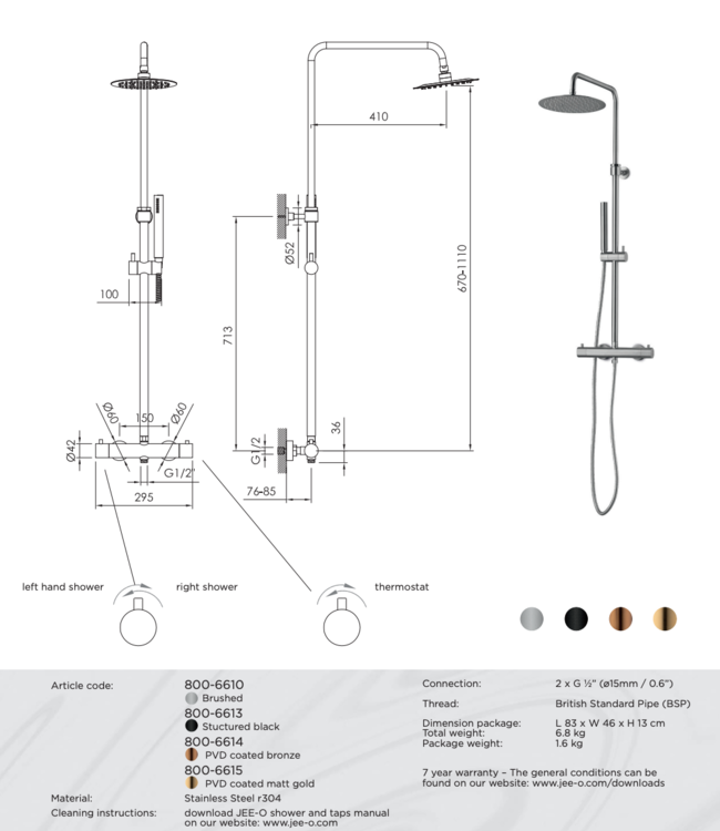 Douche Set Kopen? Slimline Douche Set met Thermostaat en Handdouche Rene Houtman