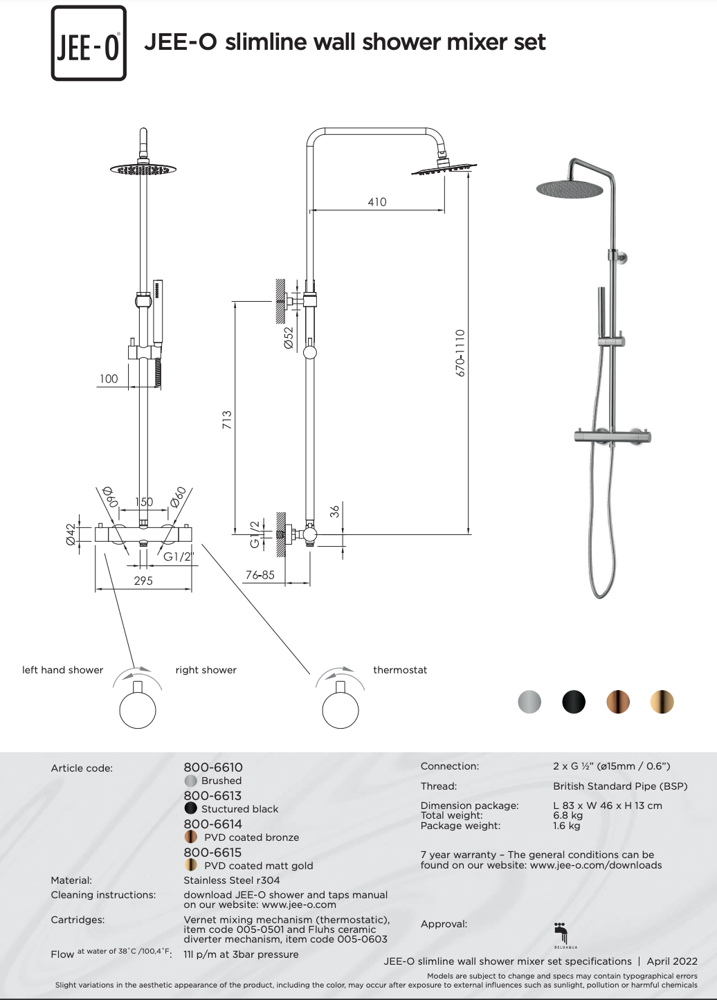Douche Set Kopen? Slimline Douche Set met Thermostaat en Handdouche