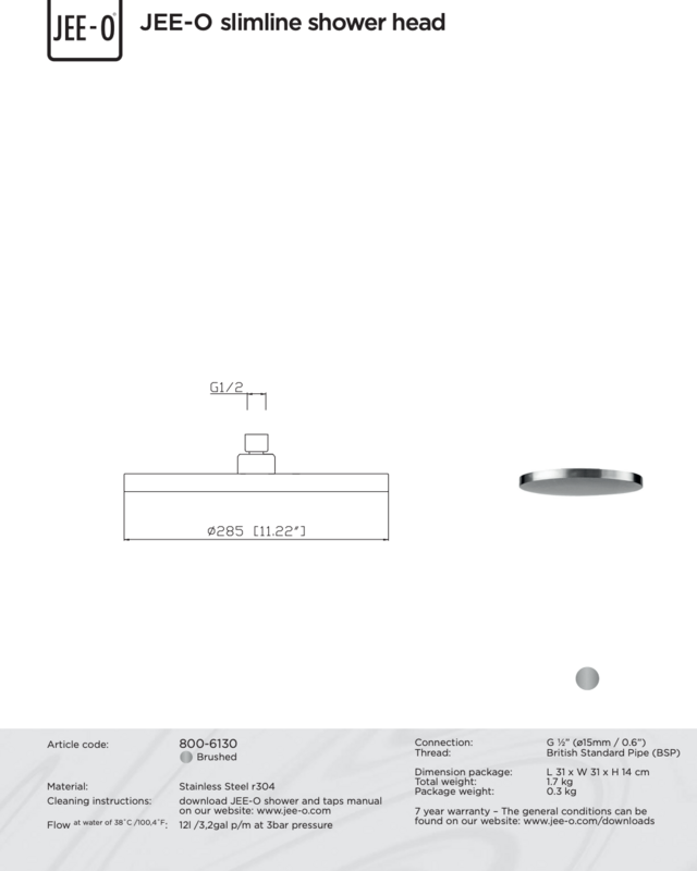 JEE-O Slimline Douchekop | Diameter 28,5 cm