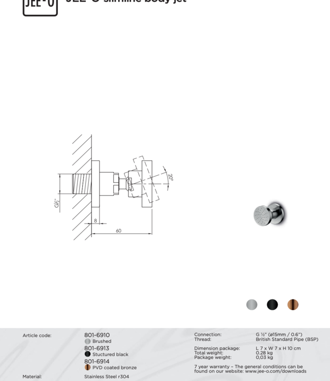 JEE-O Slimline Zijdouche | Meerdere kleuren