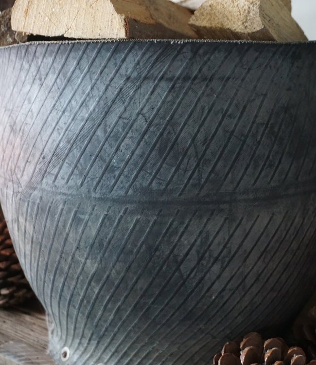 Rene Houtman Mand Rubber - Autoband Grijs/Zwart - H37xD40 cm