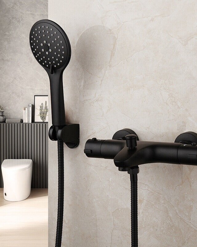 Rene Houtman Thermostatische Badkraan met Handdouche | met 3 Standen | Zwart