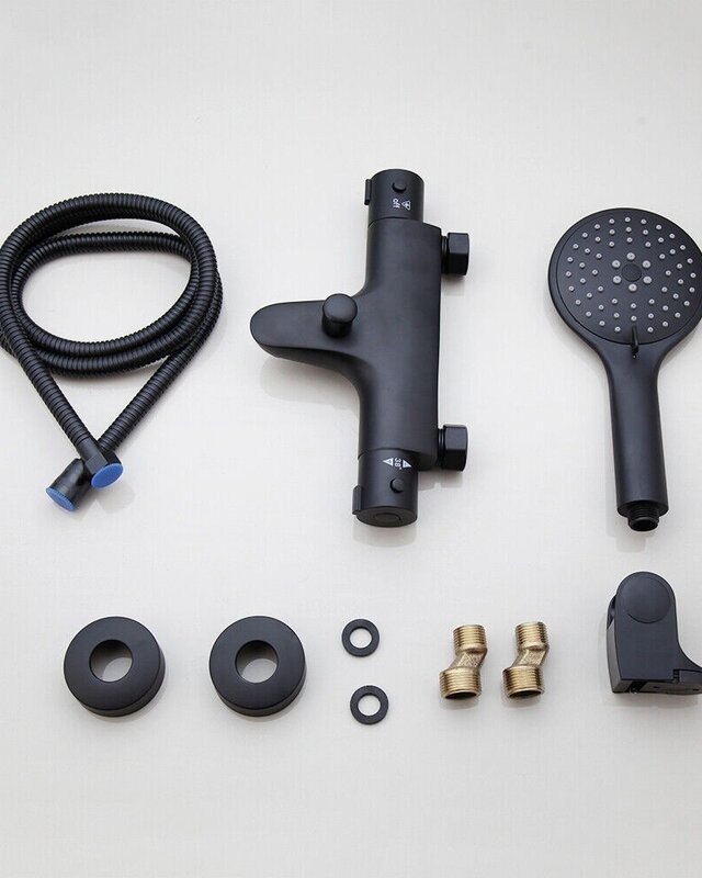 Rene Houtman Thermostatische Badkraan met Handdouche | met 3 Standen | Zwart