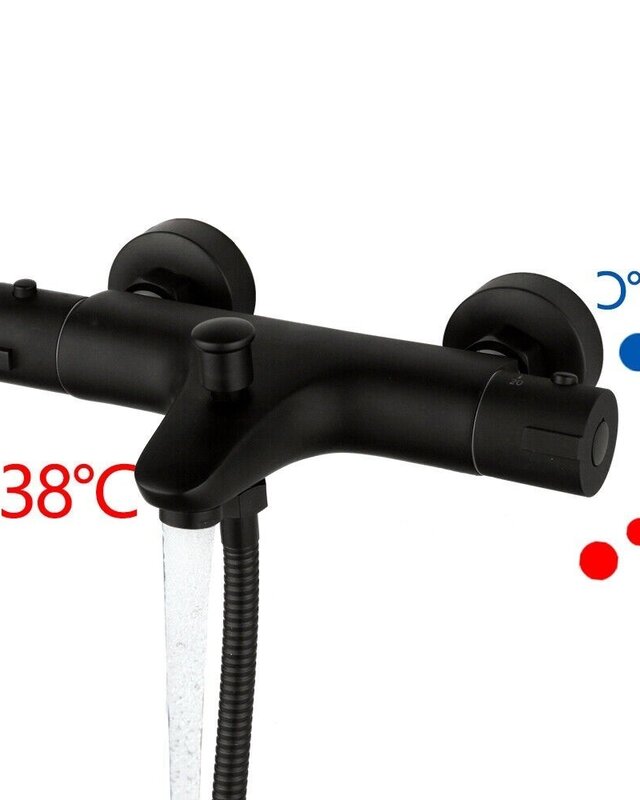 Rene Houtman Thermostatische Badkraan met Handdouche | met 3 Standen | Zwart
