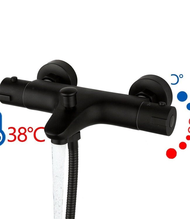 Rene Houtman Thermostatische Badkraan met Handdouche | met 3 Standen | Zwart