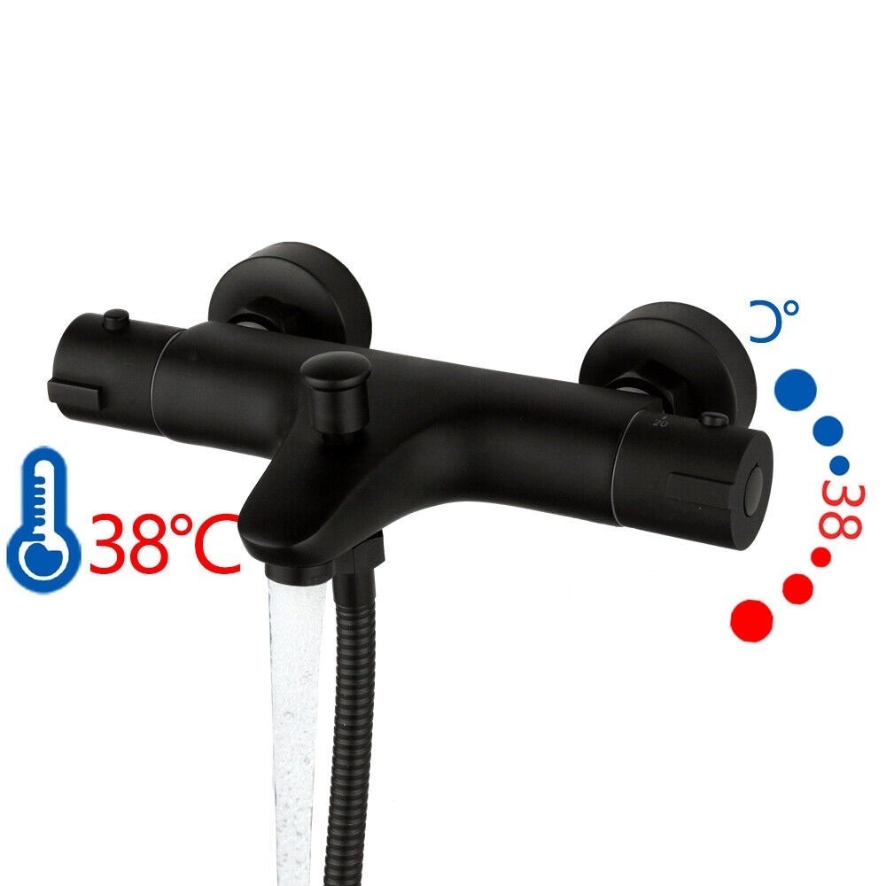 Rene Houtman Thermostatische Badkraan met Handdouche | met 3 Standen | Zwart