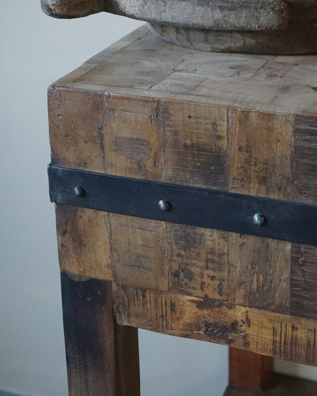 Rene Houtman Hakblok Werktafel Oud Teak H86 x B60 Cm