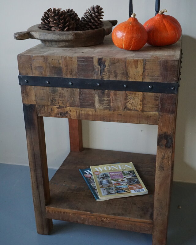 Rene Houtman Hakblok Werktafel Oud Teak H86 x B60 Cm