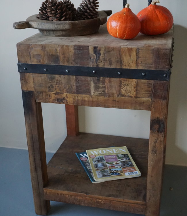 Rene Houtman Hakblok Werktafel Oud Teak H86 x B60 Cm