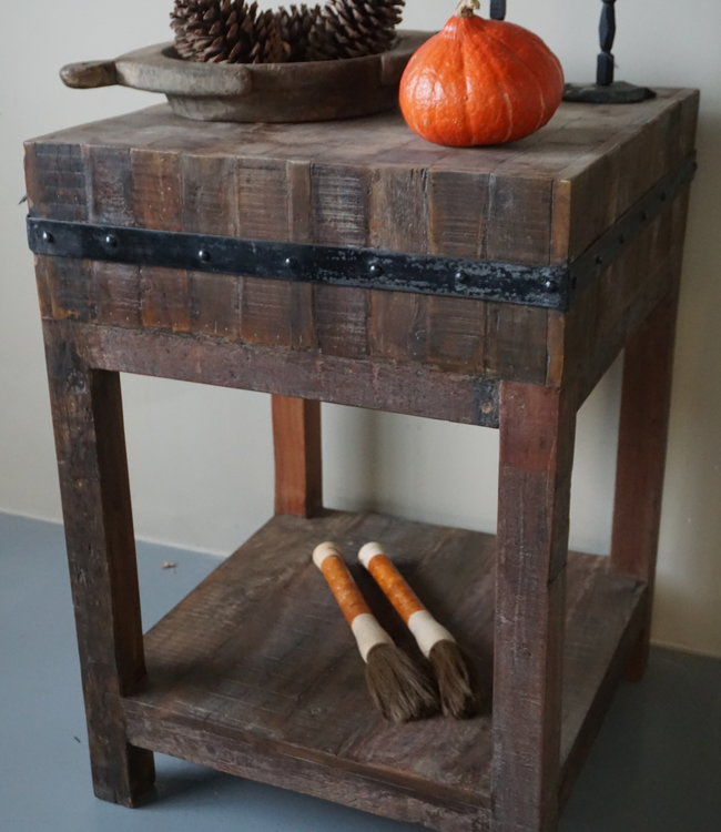 Rene Houtman Hakblok Tafeltje Oud Teak H85 x B60 Cm