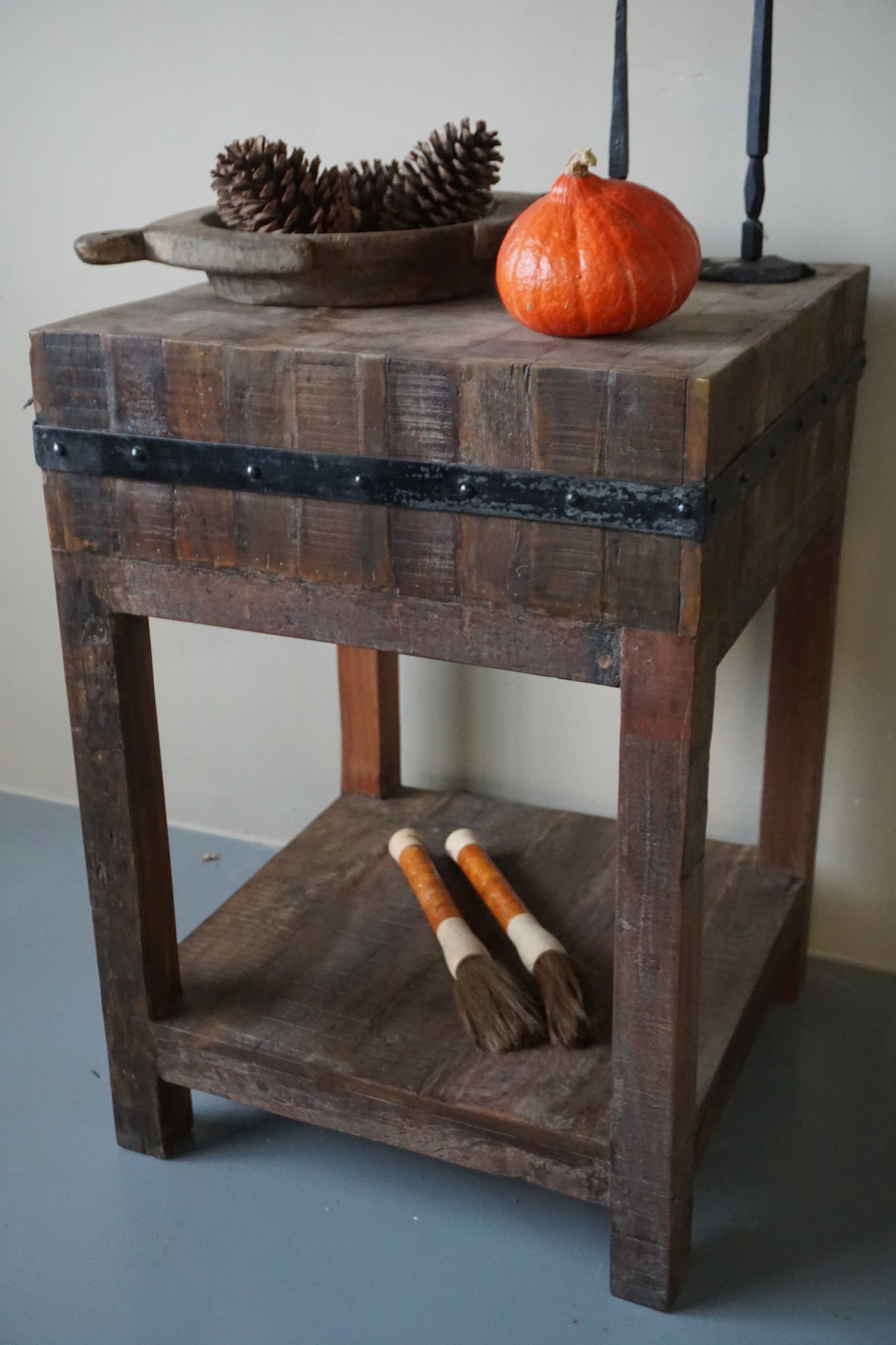 Rene Houtman Hakblok Tafeltje Oud Teak H85 x B60 Cm
