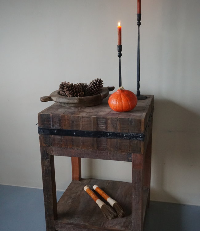 Rene Houtman Hakblok Tafeltje Oud Teak H85 x B60 Cm