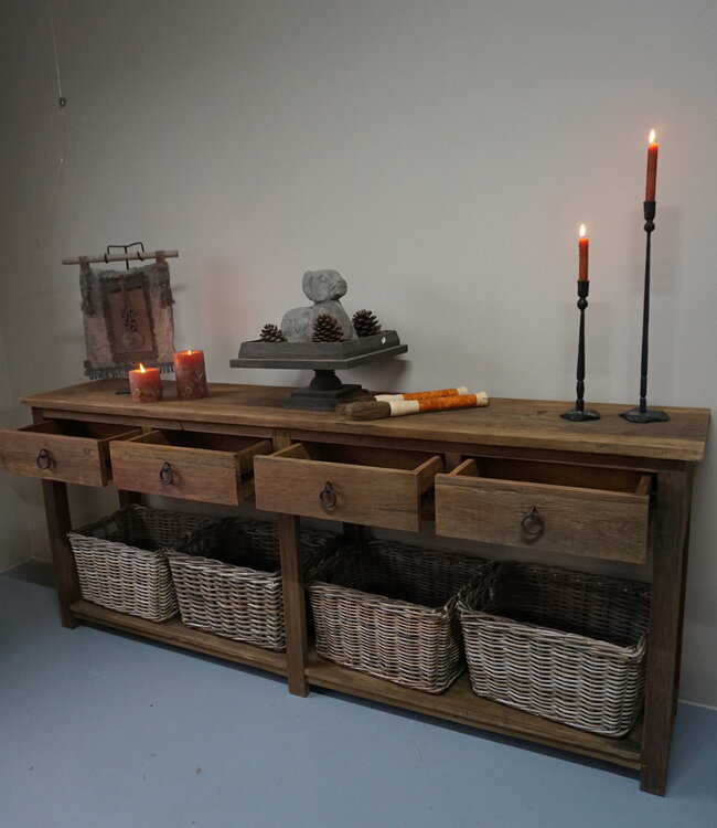 Rene Houtman Dressoir Oud Hout L220 x D45 x H90 cm 4 lade