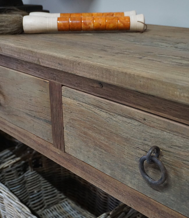 Rene Houtman Dressoir Oud Hout L220 x D45 x H90 cm 4 lade