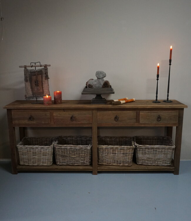 Rene Houtman Dressoir Oud Hout L220 x D45 x H90 cm 4 lade