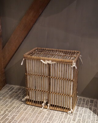Rene Houtman Wasmand Dubbel Rotan Linnen Zakken B58 cm