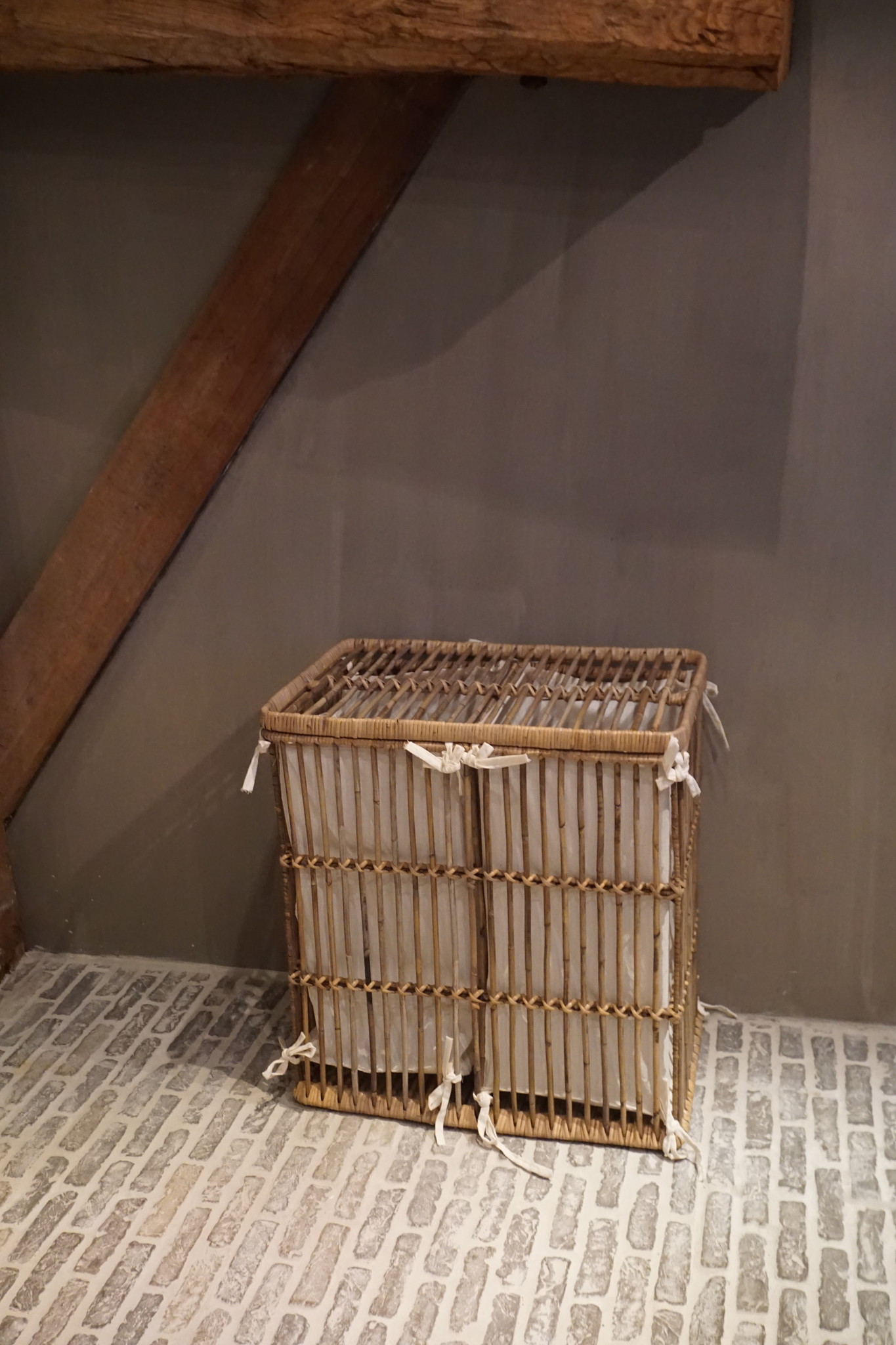 Rene Houtman Wasmand Dubbel Rotan Linnen Zakken B58 cm